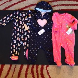3 never worn polar fleece girl jammies